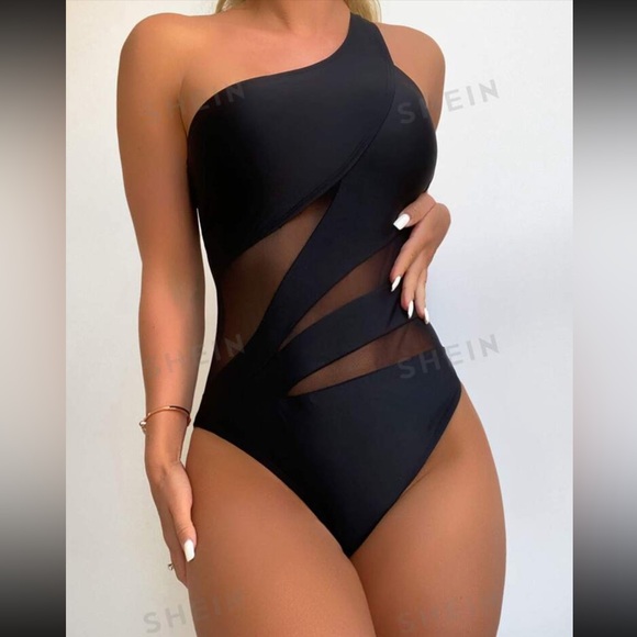 SHEIN Other - SHEIN One Shoulder Mesh Swimsuit